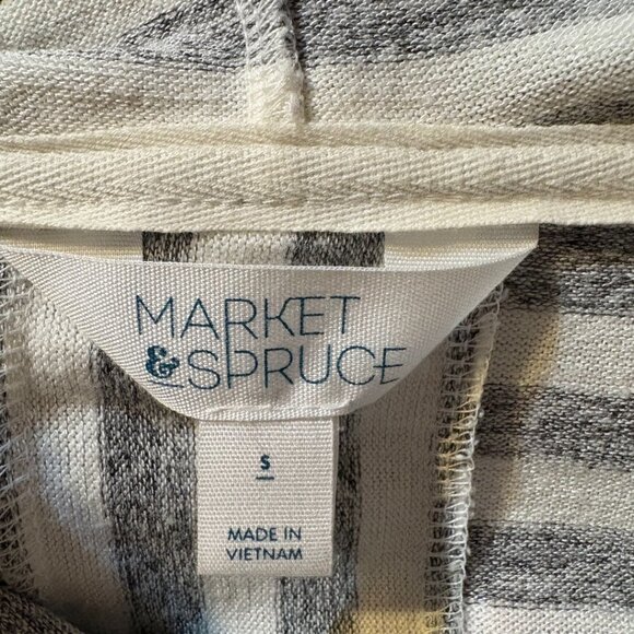 Grey and White Hooded Shirt with Pockets Small - Picture 4 of 4